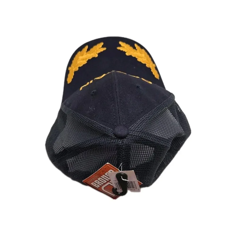 Broner Boating Captain Baseball Cap Men Navy Yellow Embroidered Snapback Hat NWT